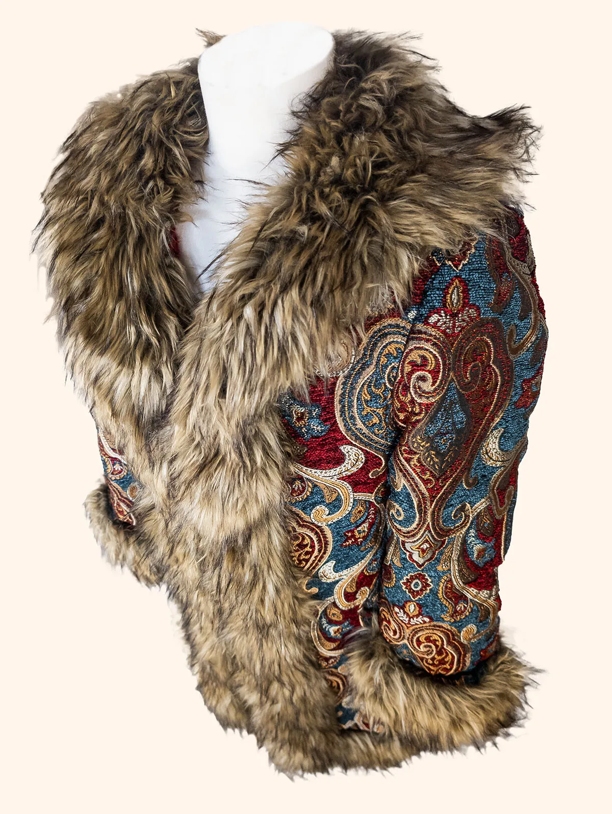 Huxley Luxe Festival Coat front view on a hanger – premium festival coat by Revel Threads