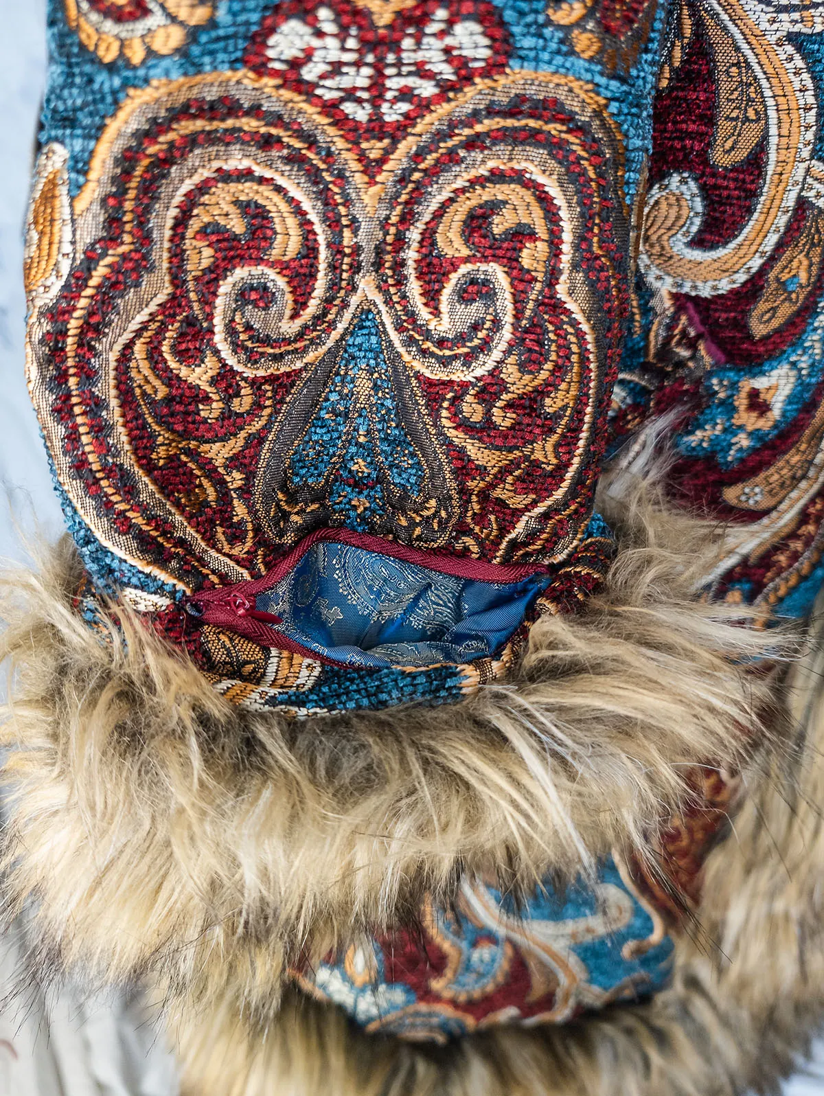 Huxley Luxe Festival Coat secret cuff pocket open – premium festival coat by Revel Threads