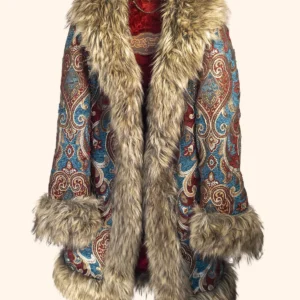 Huxley Luxe Festival Coat front view on a hanger – premium festival coat by Revel Threads