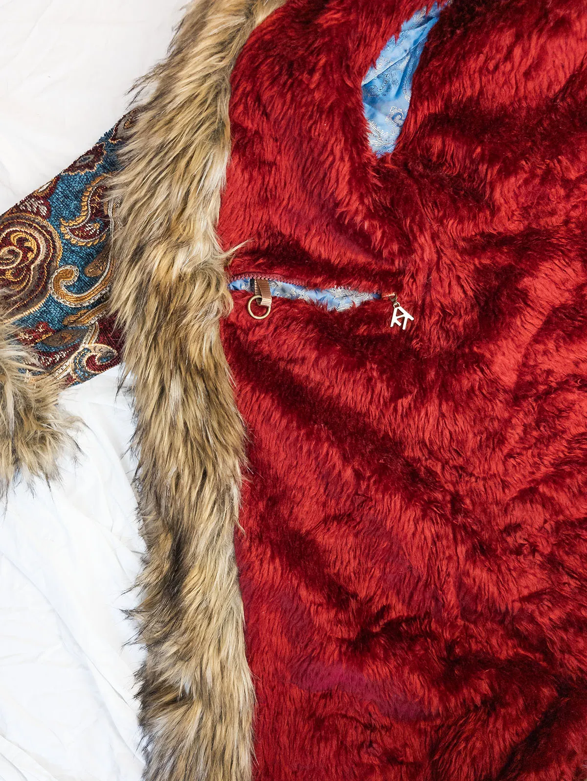 Huxley Luxe Festival Coat one side of internal cosy fur – premium festival coat by Revel Threads