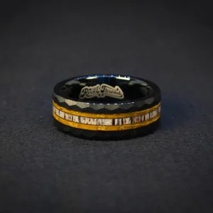 Glade Shadow Ring shadow-lit angle, black tungsten base, wood inlay, deer antler inlay