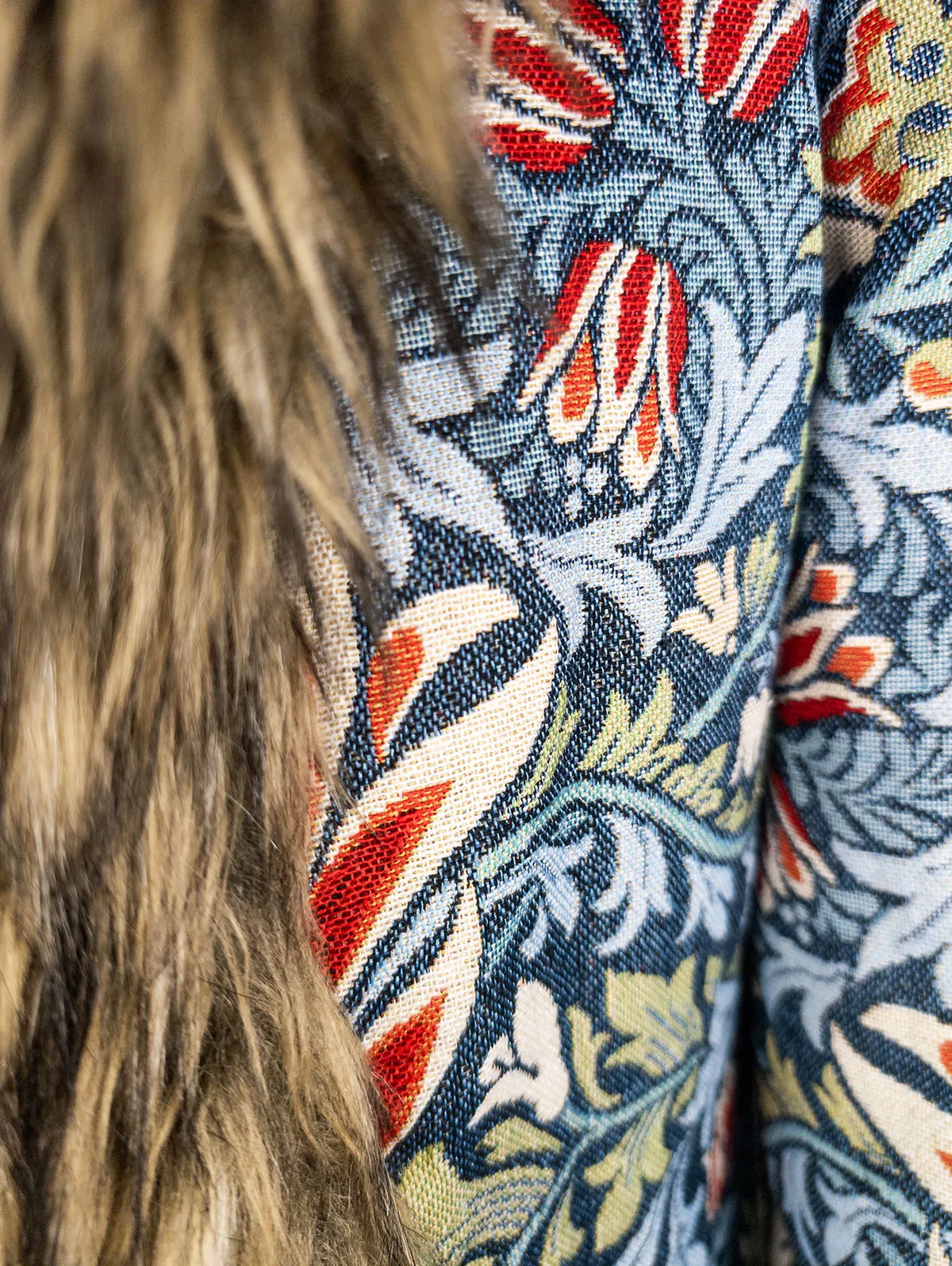 Shelley Luxe Festival Coat front view on a hanger – premium festival coat by Revel Threads