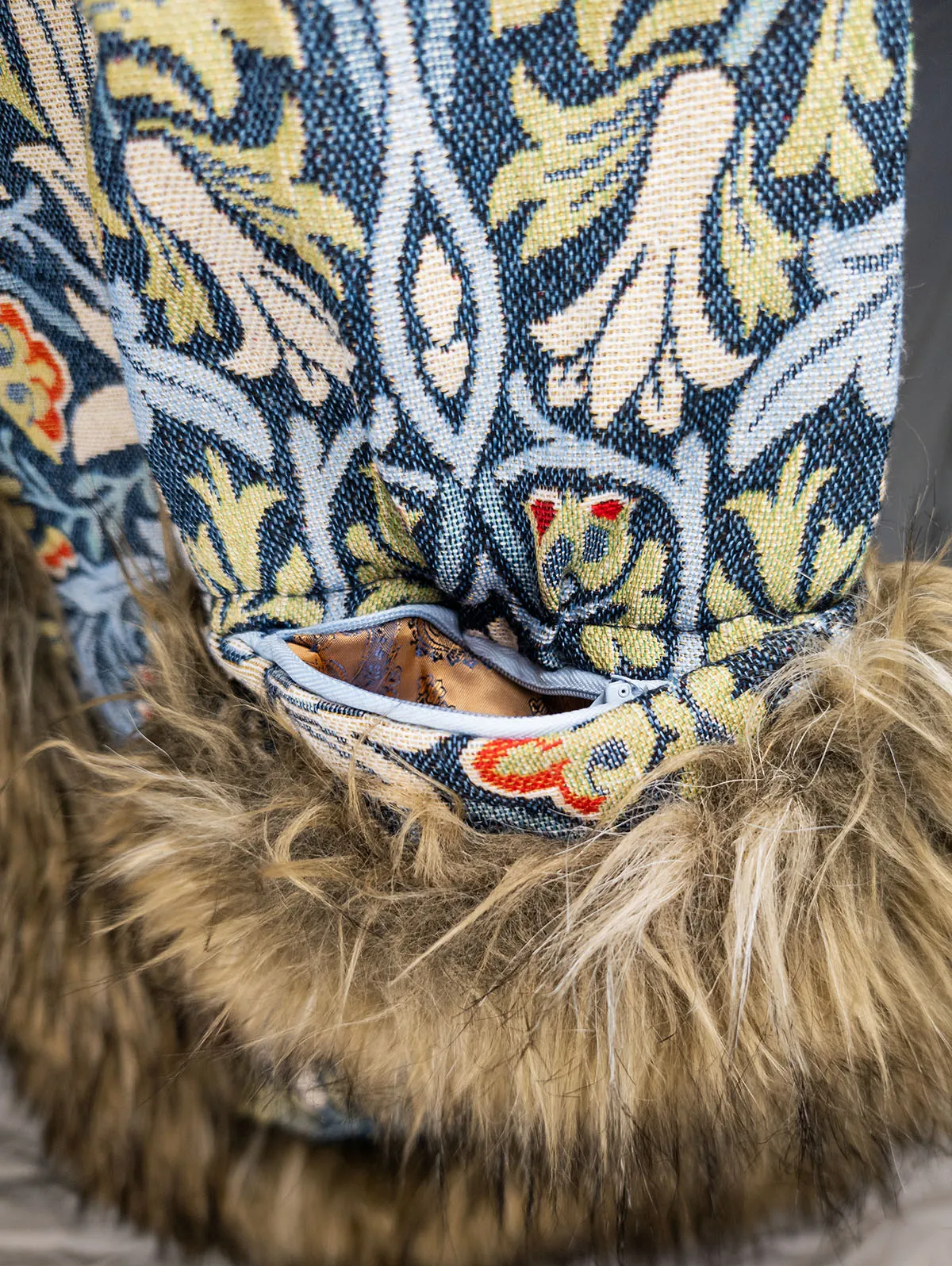 Shelley Luxe Festival Coat secret cuff pocket open – premium festival coat by Revel Threads